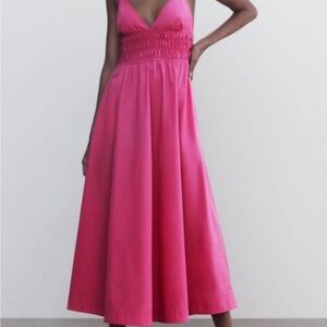 Zara Pink Poplin Maxi Dress